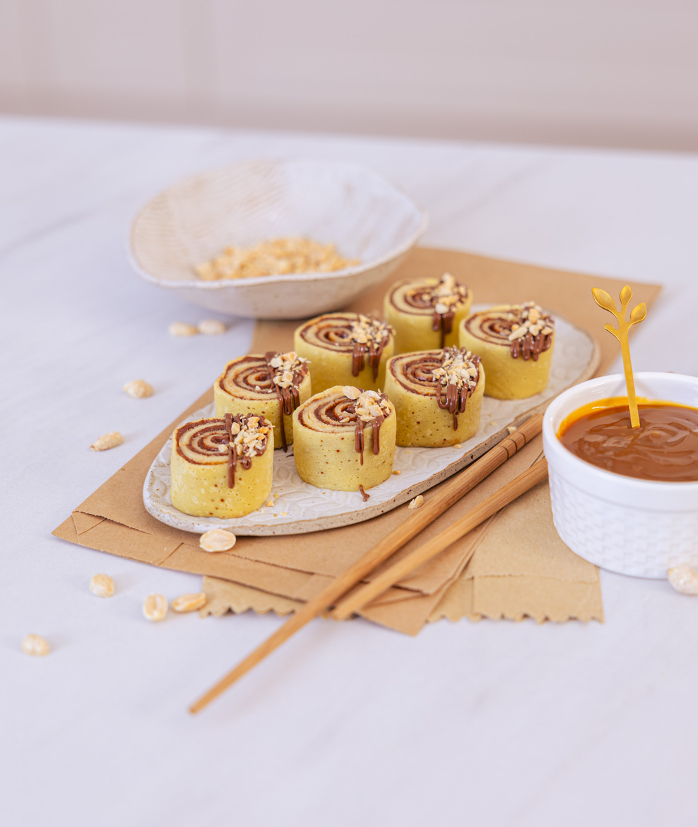 Snickers palacsinta sushi formában